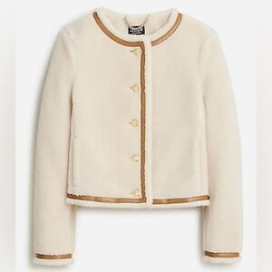 ⚓️J.Crew Collection Lady Jacket Sherpa Blend Leather Trim Natural 2